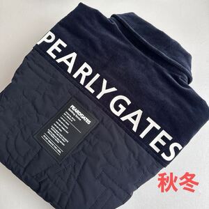 6/XL新品/パーリーゲイツ/pearly gates/メンズ/ロゴキルティング ストレッチタフタ　コーデュロイ ジャケット　保温　防寒　オシャレ　紺