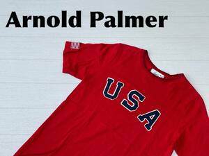 ☆送料無料☆ Arnold Palmer アーノルドパーマー GO ARNIE GO 古着 半袖 USA Tシャツ メンズ 3 レッド トップス 中古 即決