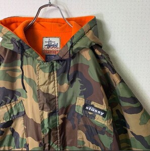 TN11-061◇90s　STUSSY OUTDOOR　迷彩マウンテンパーカー　L　裏地フリース