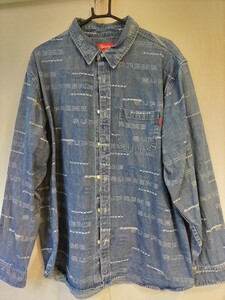 XL　Supreme Dimensions Logo Denim Shirt Blue シャツ デニムシャツ　シュプリーム