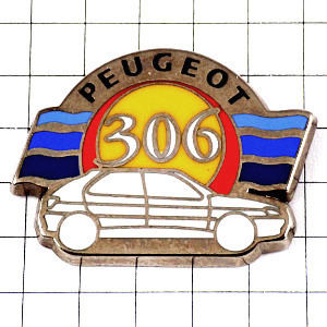 ピンバッジ・プジョー３０６白い車 PEUGEOT FRANCE◆フランス限定ピンズ◆レアなヴィンテージものピンバッチ