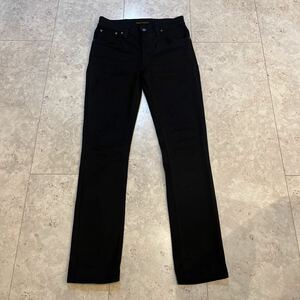 w30 良好 イタリア製 nudie jeans ヌーディージーンズ GRIM TIM BLACK RING タイトブラックデニムパンツ ストレッチ 黒 ボタンフライ