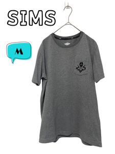 SIMS シムス　ドクロ胸ポケットTシャツ　M