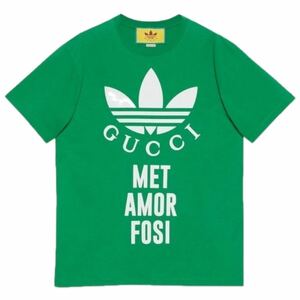 新品 未使用 正規品 アディダス グッチ メンズ レディース 半袖 Tシャツ イタリア製 ADIDAS GUCCI TEE トップス シャツ タグ付き S〜M