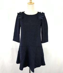 美品★ジルスチュアート/JILL STUART★七分袖/ワンピース【レディースS/膝丈/紺/navy blue】◆SBH842