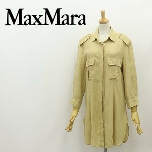 白タグ◆Max Mara マックスマーラ リネン100％ チュニック シャツ ワンピース ベージュ 42