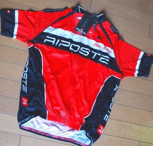 ■RIPOSTE 半袖 サイクルジャージ Mサイズ（日本L相当）③ 未使用 レッド フルジップ リアポケット