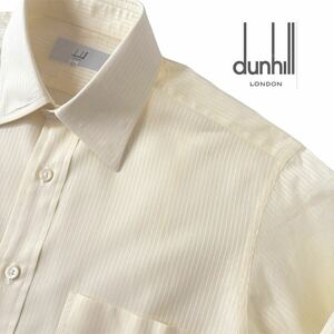 (美品) ダンヒル dunhill 長袖シャツ 38-76 (M) ライト イエロー ストライプ シャツ