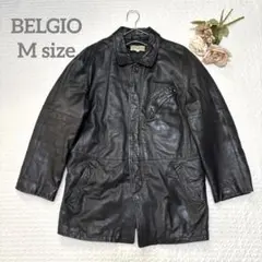 BELGIO 【M】　レザーコート　ジャケット　黒　古着　ライダース　かっこいい