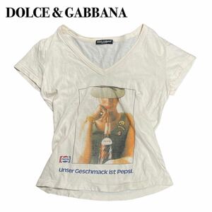 DOLCE＆GABBANA 【人気商品】ドルチェ&ガッバーナ ペプシ ＶネックTシャツ 46 M