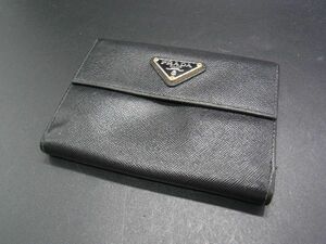 PRADA プラダ サフィアーノレザー 二つ折り 財布 ウォレット 札入れ 小銭入れ レディース メンズ ブラック系 DG7097