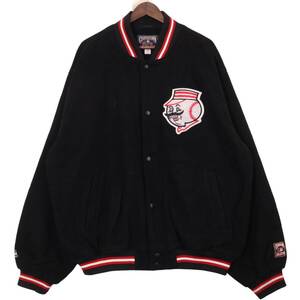 90年代 COOPERSTOWN クーパーズタウン MBL シンシナティレッズ スタジアムジャケット ブラック (メンズ 3XL) 中古 古着 A0410