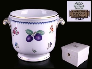 【香】Richard Ginori リチャードジノリ イタリアンフルーツ 植木鉢 フラワーポット 花器 花瓶 洋食器 共箱 保証品