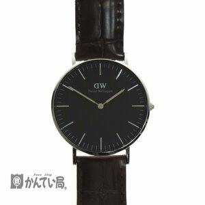 Daniel Wellington ダニエル ウェリントン クオーツ時計 黒文字盤 SS B36S18 レザーベルト DW00100148 箱付き 2針 シンプル スリム