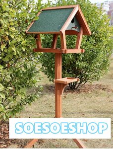 バードフィーダー　鳥の餌台　ウッド　三角屋根タイプ 木製の野外餌器 防腐雨日焼け防止