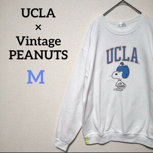 UCLA大学 ピーナッツコラボトレーナー ラグビー スヌーピー ウッドストック スウェット 長袖 PEANUTS vintage 裏起毛 M トップス