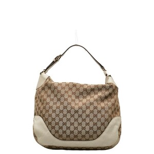 グッチ グッチシマ シャルロッテ ワンショルダーバッグ 203506 ベージュ ホワイト キャンバス レザー レディース GUCCI 【中古】