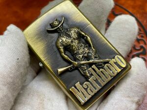 1円 ZIPPO ライター マルボロ Marlboroジッポ Zippoオイルライター真鍮製 中古品 喫煙グッズ ジッポー 火花確認済R658004