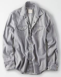 セール！！◇◆/アメリカンイーグル/ AEデニムウエスタンシャツ / Gray / US S /No.1357/新品