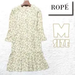 ROPE　シャツワンピース　ミディ丈　ラウンドカラー　花柄　総柄　Mサイズ