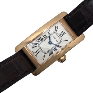 カルティエ Cartier タンク アメリカン SM W2607456 シルバー K18PG/革ベルト レディース 中古