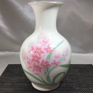 【長期保管/現状品/TSS】花器 花瓶 花入れ フラワーベース 花柄 高さ約30.5cm 陶器 置物 インテリア　MZ0902