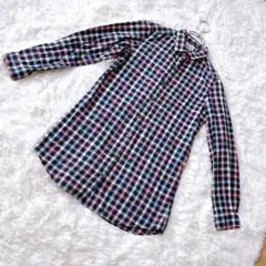 【ユニクロ】flannel 長袖　ブロックチェック　シャツ　コットン100% M