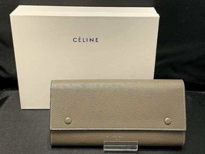 期間限定セール セリーヌ CELINE 長財布/レザー/GRY/無地/レディース