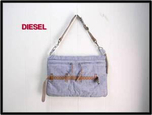 【DIESEL ディーゼル ストライプ柄ショルダーバッグ バック】【美中古】