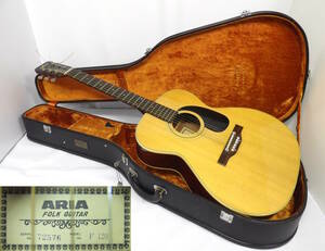 【よろづ屋】ARIA F120 アリア フォークギター + YAMAHA 鍵付きハードケースおまけ アコースティックギター 当時物 FOLK GUITAR(M1125-170)