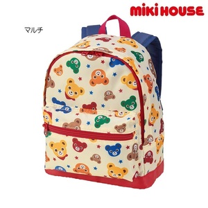 即決です！【ミキハウス】新品未使用♪mikihouse 総柄リュック(Ｍ：容量10リットル) キッズ 通学 通園 入学 入園 学校 遠足 カラー：マルチ