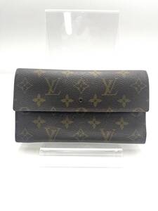 【ボタン欠損×1】Louis Vuitton ルイヴィトン モノグラム ポルトフォイユ インターナショナル 三つ折り 長財布 ブラウン系 M61217 TH0965