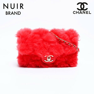 シャネル CHANEL ショルダーバッグ 28番台 ファー チェーン レッド