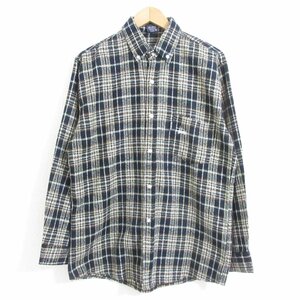 美品 STUSSY ステューシー 90s ヴィンテージ 紺タグ チェック柄 長袖 ボタンダウン BDシャツ ジャケット L ネイビー系 ◆