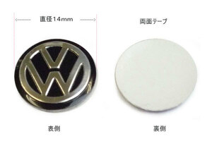 ☆新品、VW-フォルクスワーゲン、リモコンキー 補修or交換エンブレム、黒、１４ｍｍΦ、１ケ、送料無料！☆