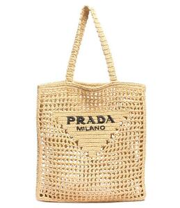 プラダ かごバッグ トートバッグ トライアングルロゴ クロシェ トートバッグ 1BG393 ナチュラル レディース PRADA