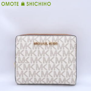 MICHAEL KORS マイケルコース JETSET ジェットセット 二つ折り コンパクト財布 MK ロゴ PVC ホワイト 35F0GTVZ8B 未使用品◆Nランク