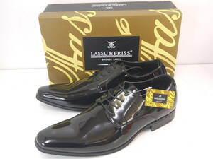 74 新品 訳有 LASSU＆FRISS 50(30.0) ビジネスシューズ 紳士靴 BK ブラック 大きいサイズ 