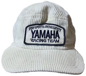 YAMAHA コーデュロイキャップ 耳あて付き レーシング 当時物 70s 80s マニア バイク バイカー アルテッツァ トヨタ 古着 おしゃれ 帽子