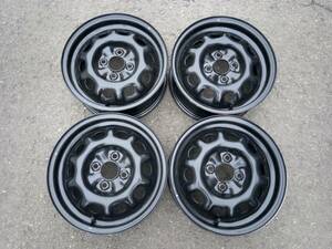 当時物!!日産純正 中古鉄ホイール４本set【14×5.5J ＋40 P.C.D.100 4H ハブ径60ｍｍ】キューブ・ラシーン? 他 ゴムバルブは新品に交換済み