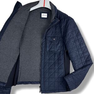 1円 美品 L~XL.LL アルマーニコレッツォーニ ARMANI COLLEZIONI キルティングジャケット ブルゾン ダブルジップ 切替 メンズ 48 ブラック系