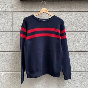 USED USA古着 ボーダー柄 コットンニット セーター Polo by Ralph Lauren ポロラルフローレン アメリカ古着 vintage ヴィンテージ Lサイズ