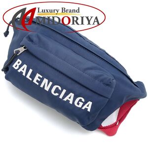 BALENCIAGA バレンシアガ ウィールヒップバッグ 528862 ボディバッグ ユニセックス ナイロンxキャンバス ネイビー レッド/351815【中古】