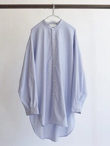 ANCELLM 22ss NO COLLAR LONG SHIRT (BLUE) 2 アンセルム シャツ