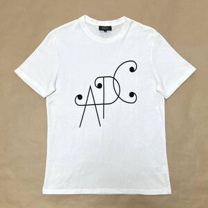 美品 正規品 A.P.C. Ted スタライズ 筆記体 ロゴ Tシャツ ホワイト ブラック S 半袖 コットンリネン ユニセックス APC アーペーセー @b135