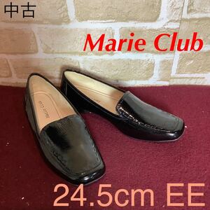 【売り切り!送料無料!】A-321 Marie Club!ローファー!スリッポン!24.5cm EE!黒!ブラック!天然皮革!おしゃれ!ビジネス!仕事!中古