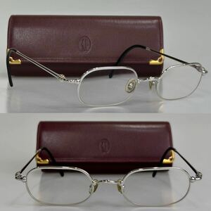 良品!!フランス製 Cartier カルティエ 50□21【3068600】シルバー トリニティ オーバル型 眼鏡フレーム 度入り メガネ サングラス