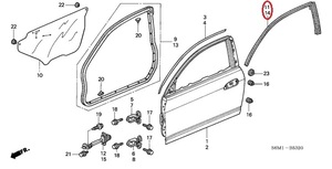 honda Genuine Parts Front Door Sub-Seal R/L DC5 acura RSX honda integra ホンダ インテグラ サブシールフロントドア