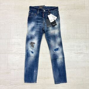 21aw 2021 新品 DSQUARED2 ディースクエアード SKATER JEANS ダメージ 加工 ペンキ 加工 ストレッチ デニム パンツ 42 定価121.000円 701