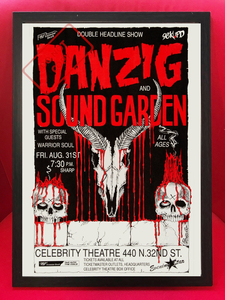 ポスター★Danzig & Soundgarden（ダンジグ＆サウンドガーデン）アリゾナ公演 (1990)リプロダクションポスター★MISFITS/SAMHAIN/Mother